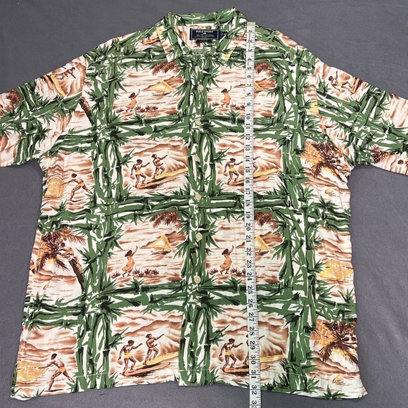 VTG Ralph Lauren Polo Sport Camp Shirt Men's XL Multi Hawaiian POLO Spellout 90s - Picture 7 of 7